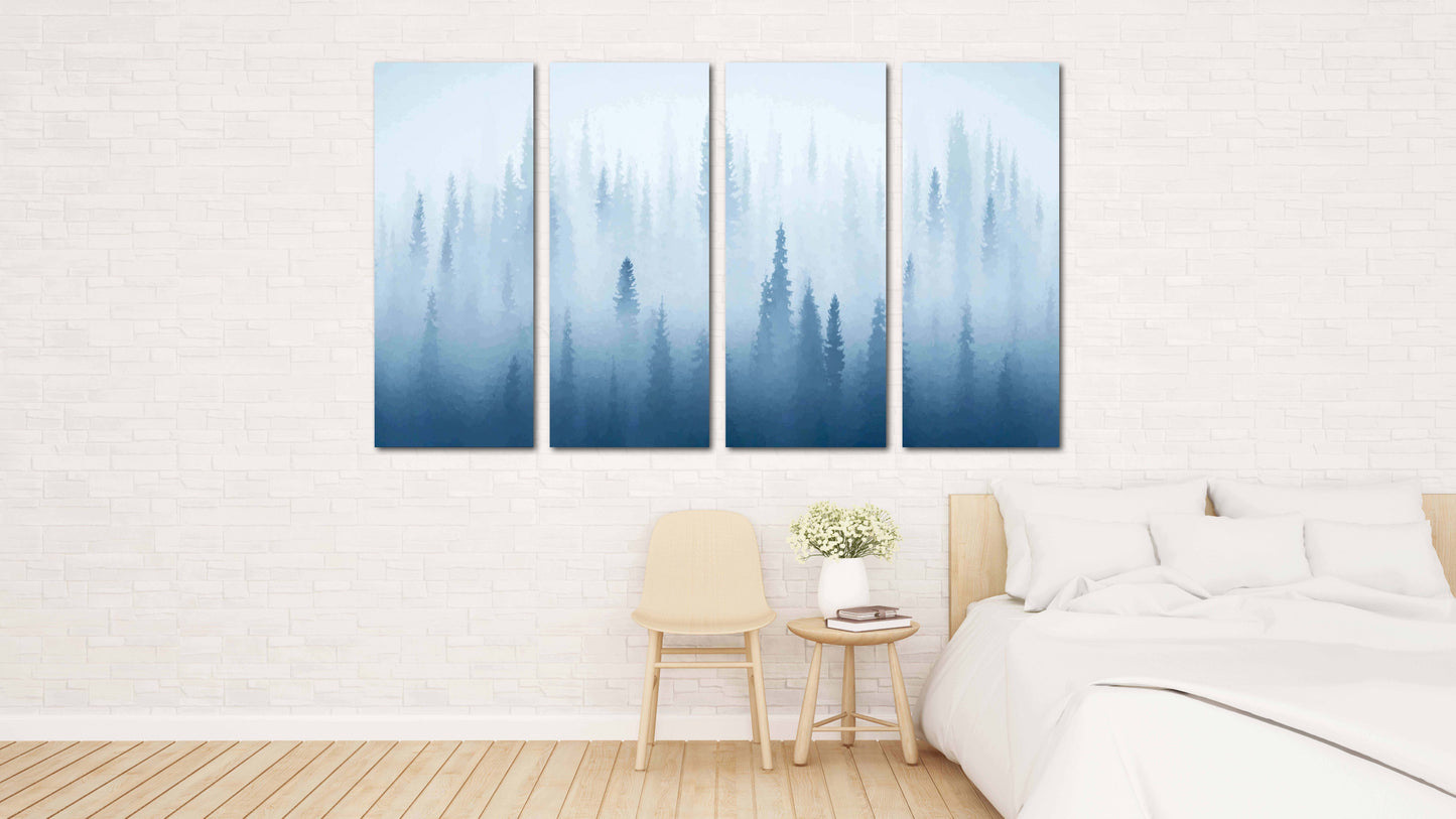 Forest wall art paintings on canvas, home wall decor canvas painting housewarming and wedding gift farmhouse wall decor multi panel wall art