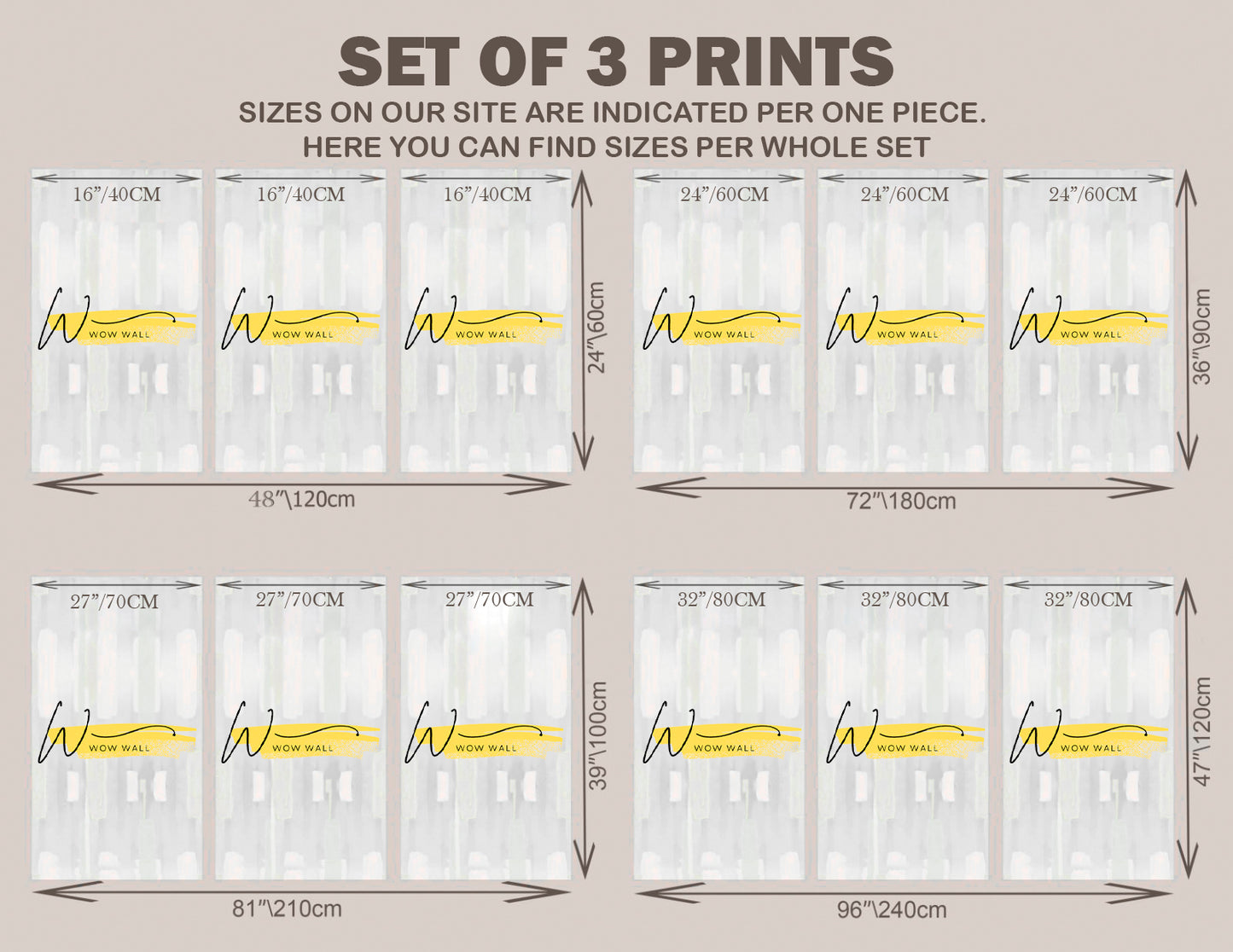 Large nursery wall art, grey yellow kids canvas print, set of three children artworks, floater frame bedroom wall art, inspirational artwork