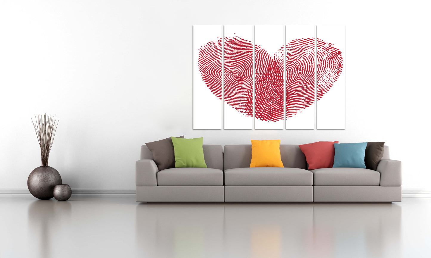 Red heart wall art, Love paintings on canvas, heart wall decor, living room art modern abstract art