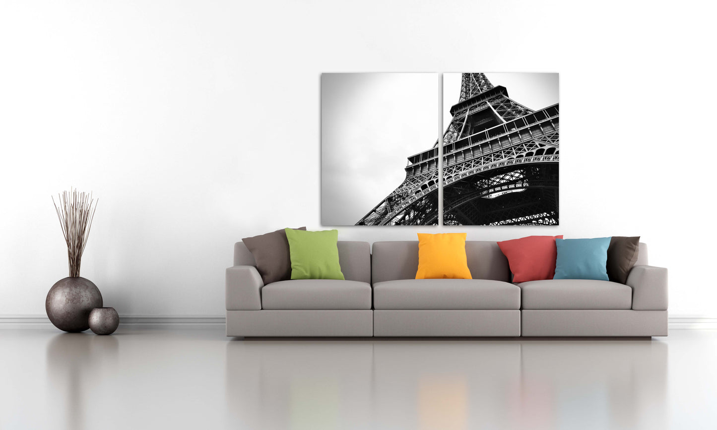 Paris wall art Eiffel tower wall decal large canvas art black and white art extra large wall art canvas wall art multi panel wall art