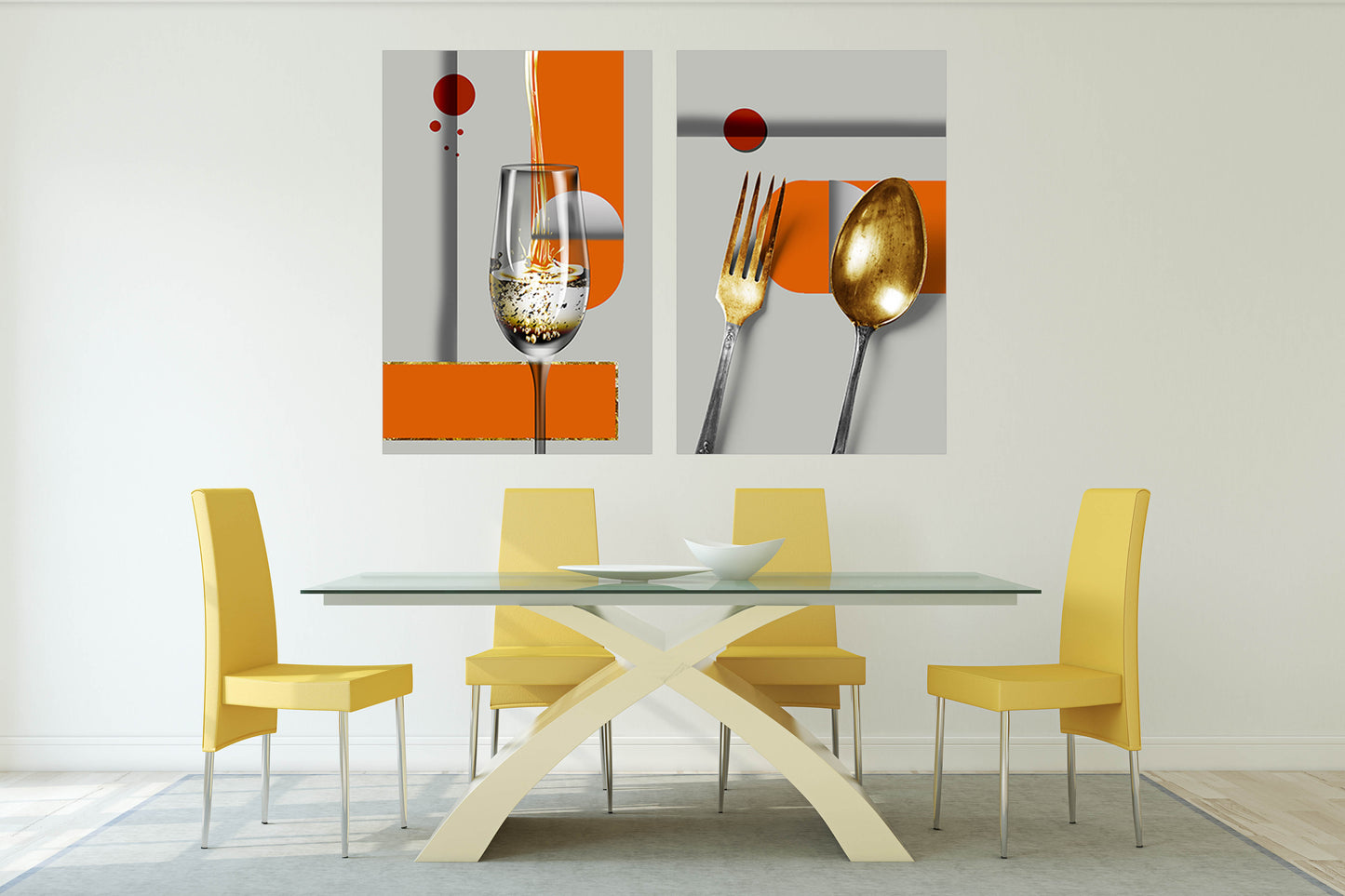Küchenwanddekoration 2er-Set Drucke Home Wanddekoration Küchengeschenk Küchenwandkunst Abstrakte Malerei Abstrakte Leinwand