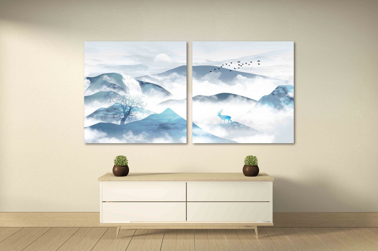 Blue Ridge Mountains Wandkunst Smoky Mountains Wandkunst Outdoor Berge Wandkunst Hirsch druckbare Leinwandmalerei
