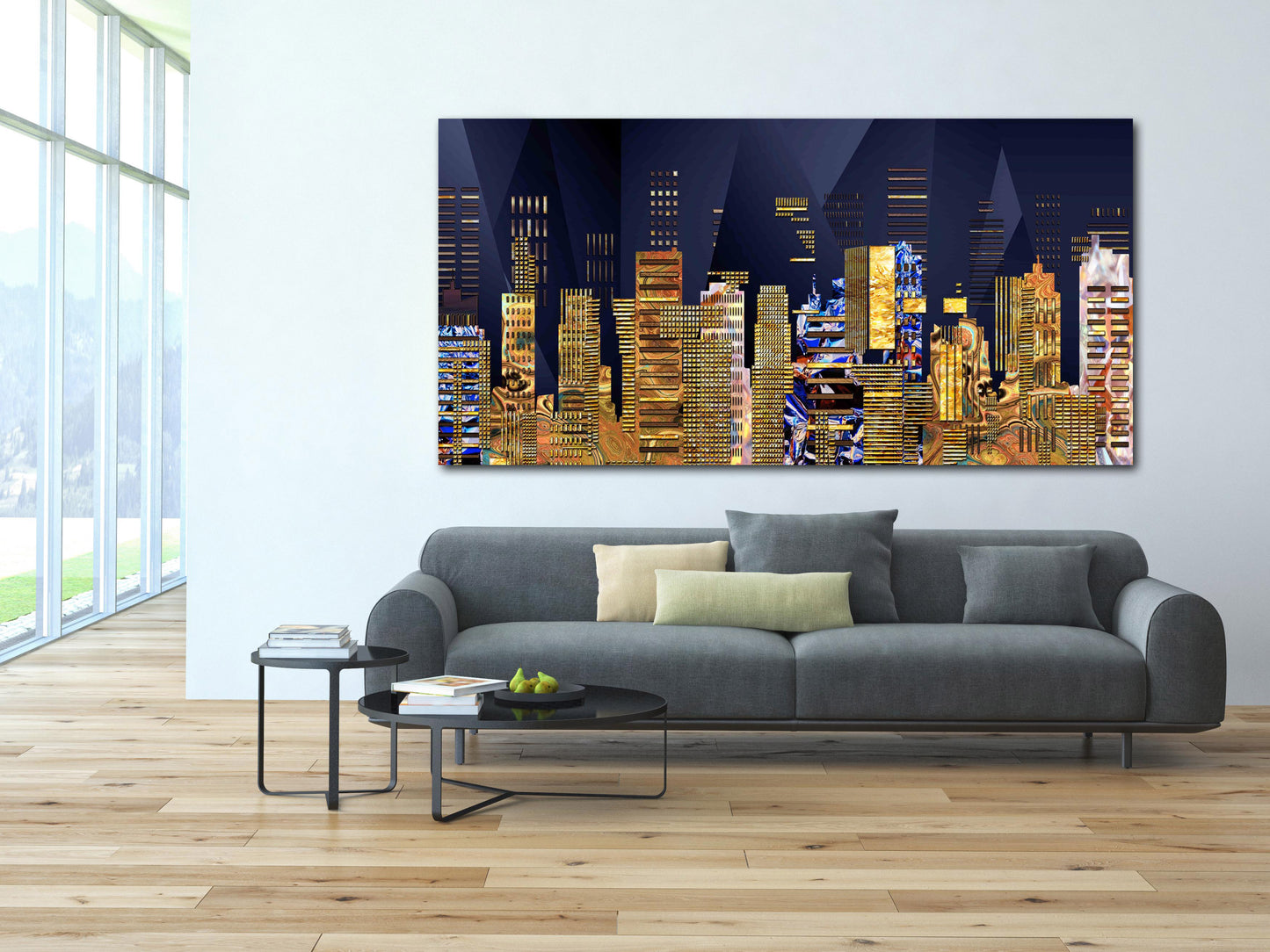 Night city Wall collage kit City at night decor Canvas painting Extra large multi panel wall art Picture frames Home wall decor picture