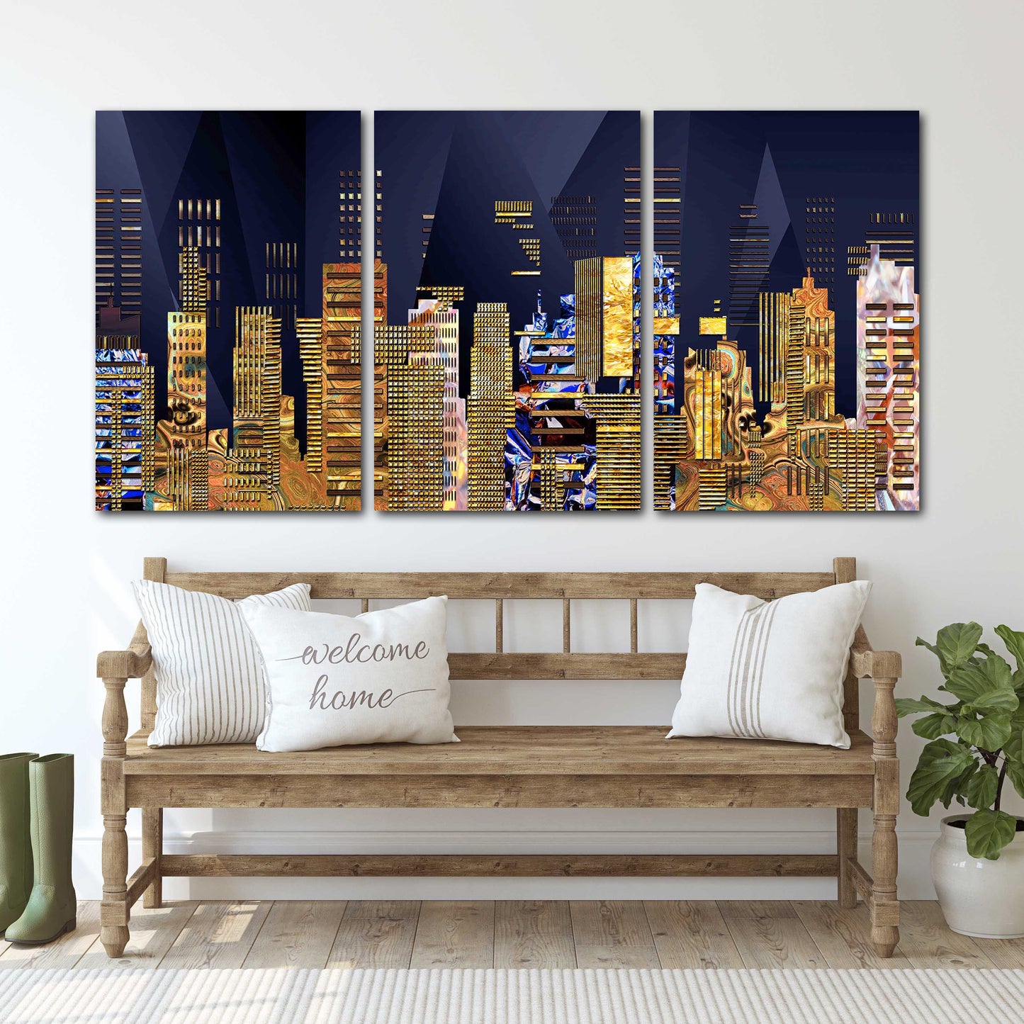 Night city Wall collage kit City at night decor Canvas painting Extra large multi panel wall art Picture frames Home wall decor picture