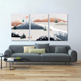 Framed wall art mountains Golden deer Rocks and mountains Smoky mountains wall art 3 panel canvas Home wall decor