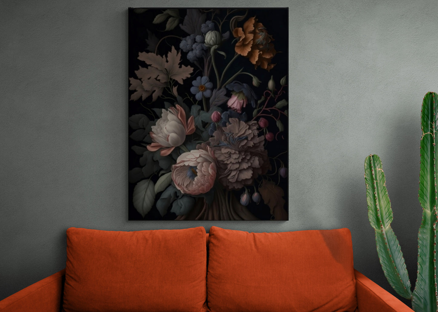 Extra großes Pfingstrosen-Wandbild, dunkler Blumendruck im Floater-Rahmen, botanischer Leinwanddruck, gedrucktes Blumenkunstwerk, Schlafzimmer-Leinwanddruck