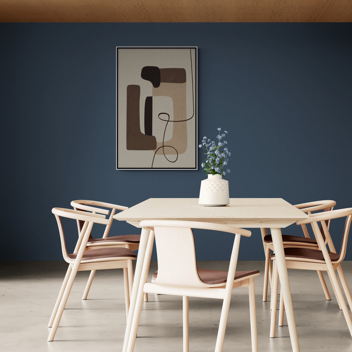 Geometrische Wandkunst, abstrakter Leinwanddruck, gerahmter weißer und brauner Kunstdruck, moderner Leinwanddruck, Wandkunst mit Goldrahmen, Kunstwerk mit weißem Rahmen, Geschenk für ihn