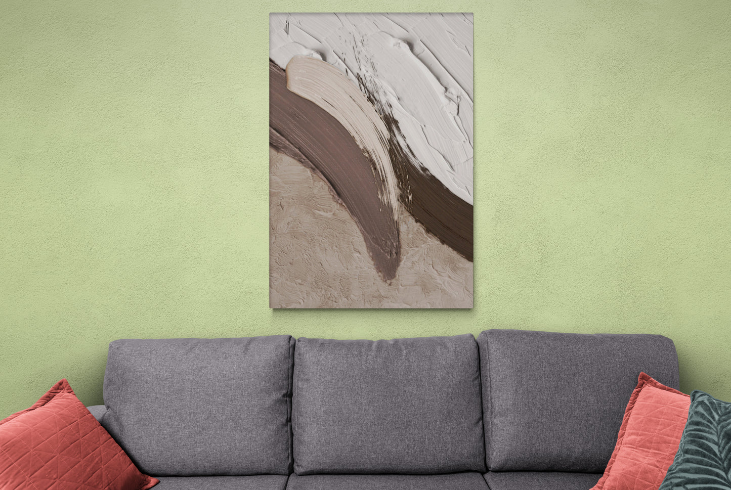 Abstrakte Wandkunst, Ölgemälde-Druck, gerahmtes Kunstwerk mit 3D-Effekt, weißer und brauner Leinwanddruck, Wandkunst über dem Bett, Wandkunst im Wohnzimmer, Geschenk für Ehemann