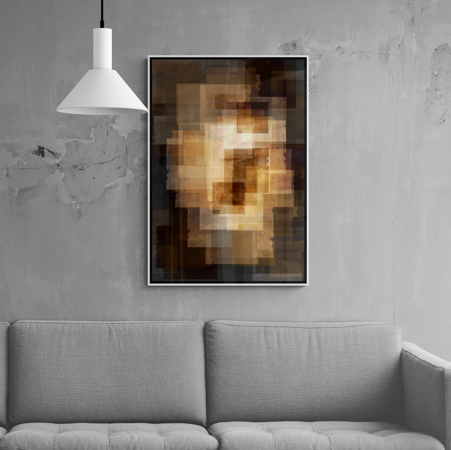 Abstrakte gerahmte Wandkunst, große konzeptuelle Wandkunst, dunkler Leinwanddruck, modernes Kunstwerk, schwarz-goldene Wandkunst fürs Wohnzimmer, Geschenk für den Chef