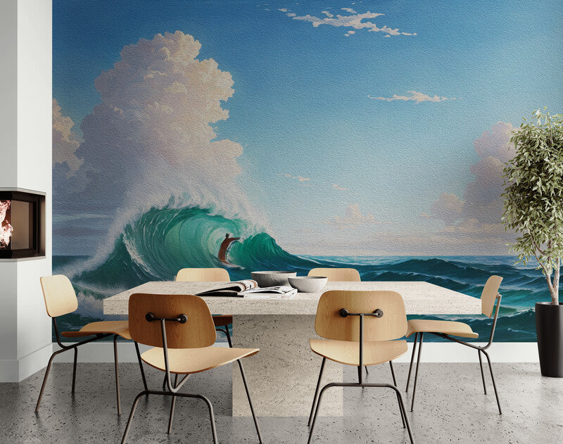 Extra große Meereslandschaftstapete, selbstklebendes Wandbild mit Wasser, temporäre blau-weiße Tapete, Tapete für Schlafzimmer