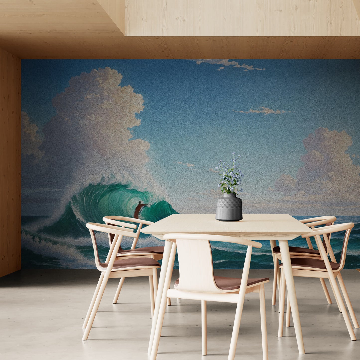 Extra große Meereslandschaftstapete, selbstklebendes Wandbild mit Wasser, temporäre blau-weiße Tapete, Tapete für Schlafzimmer