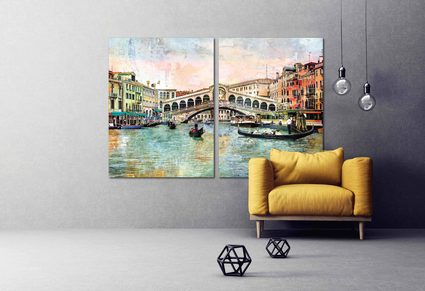 Venice painting Colorful wall art Vintage wall art paintings on canvas, city street art canvas print, oil painting on canvas Venice painting