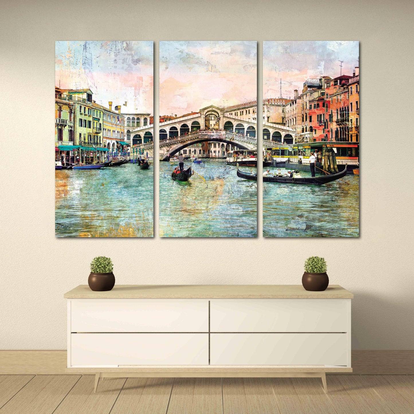 Venice painting Colorful wall art Vintage wall art paintings on canvas, city street art canvas print, oil painting on canvas Venice painting
