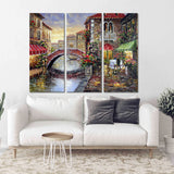 Venice oil painting on canvas City street art canvas print Vintage Colorful extra large multi panel wall art