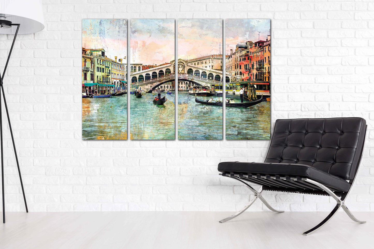 Venice painting Colorful wall art Vintage wall art paintings on canvas, city street art canvas print, oil painting on canvas Venice painting