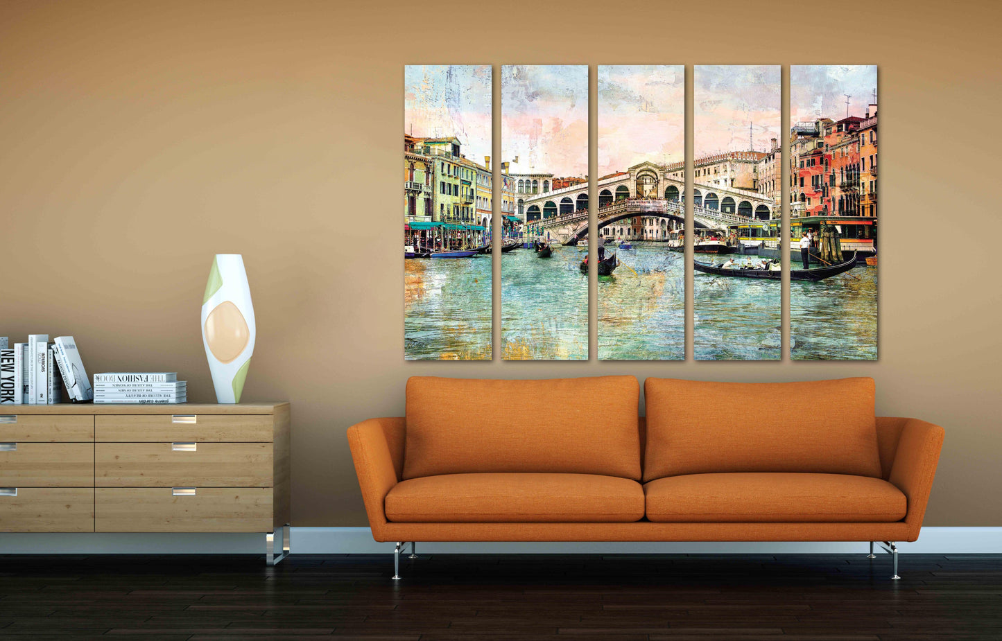 Venice painting Colorful wall art Vintage wall art paintings on canvas, city street art canvas print, oil painting on canvas Venice painting