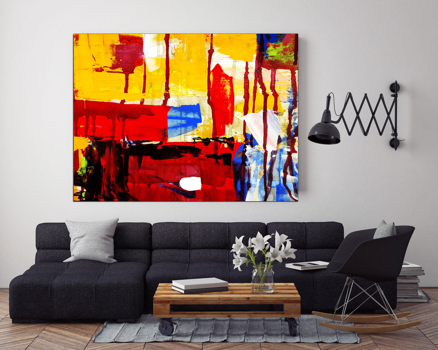 Abstrakte Pinselstriche, Abstrakte Wandkunst Gemälde auf Leinwand, Druck abstrakter Druck, mehrteilige Wandkunst abstrakte Leinwand trendy Moderne Kunst