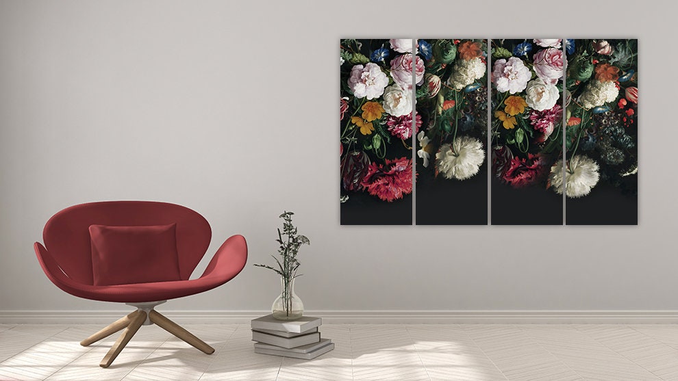 Peony wall art Flowers wall art paintings on canvas, home wall decor, canvas painting 3 piece wall art 5 panel canvas flowers canvas