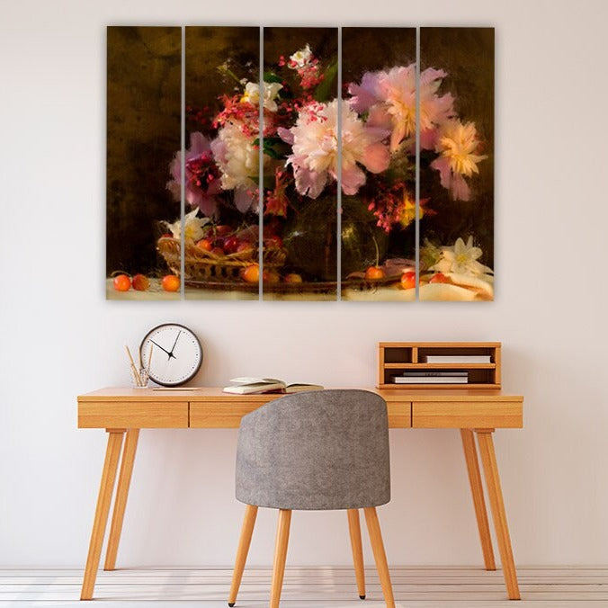 Оil painting flowers Vintage paintings on canvas floral wall art Botanical paintings Flowers wall decor extra large multi panel wall art
