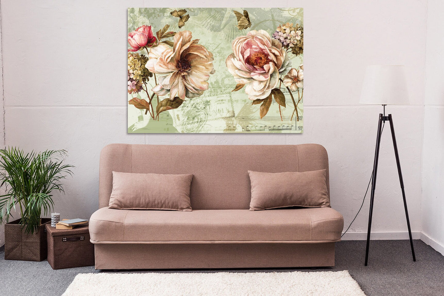Wandkunst Boho Blumen, Botanische Gemälde, Blumen Wandkunst Gemälde auf Leinwand, Blumenstrauß Wandkunst, Boho Blumen Druck