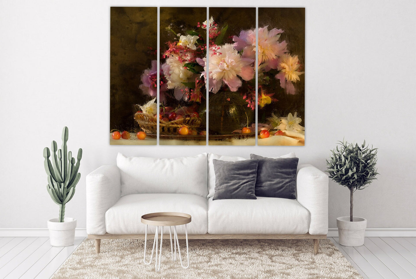 Оil painting flowers Vintage paintings on canvas floral wall art Botanical paintings Flowers wall decor extra large multi panel wall art