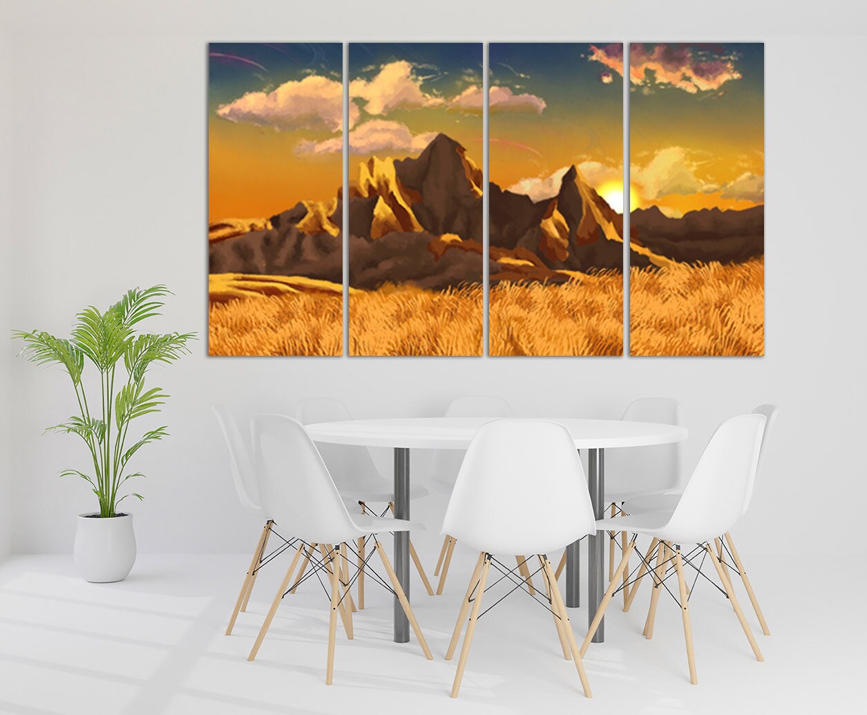Mountains wall art Landscape painting on canvas Nature prints home bedroom wall decor extra large multi panel canvas painting