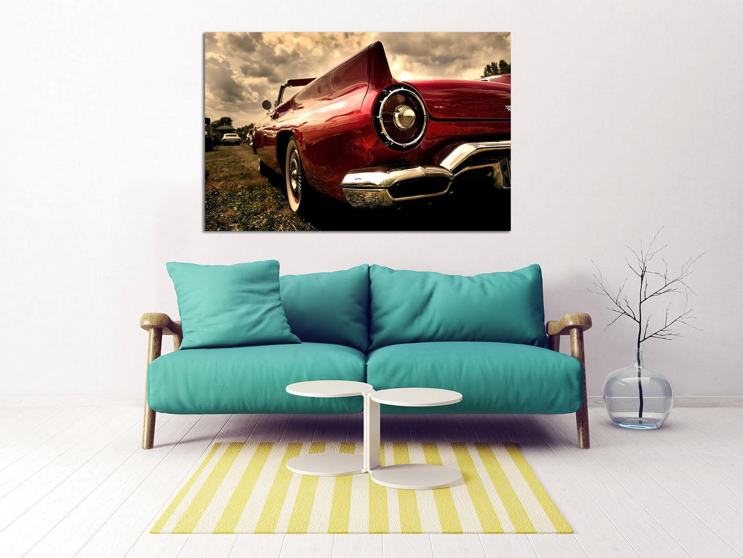Car wall art retro farmhouse kitchen wall decor vintage room decor very large canvas paintings bedroom housewarming gift framed canvas