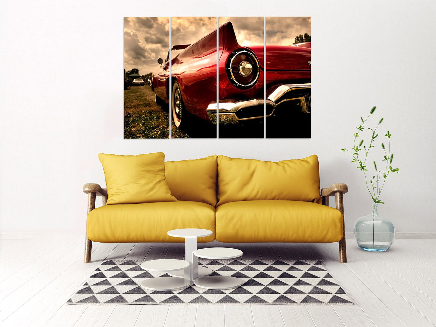 Car wall art retro farmhouse kitchen wall decor vintage room decor very large canvas paintings bedroom housewarming gift framed canvas
