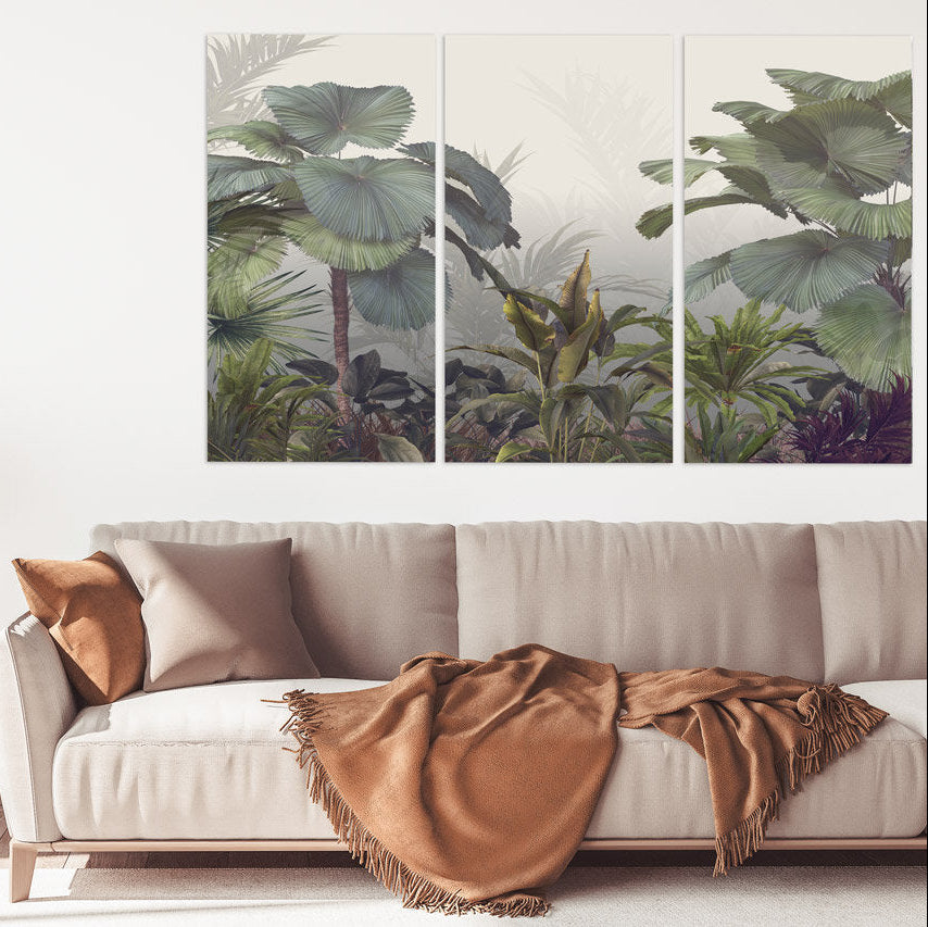 Tropische Blätter Wandkunst Leinwandbild, tropische Wanddekoration, tropisches Poster, florale Leinwand Wandkunst, extra große Wandkunst