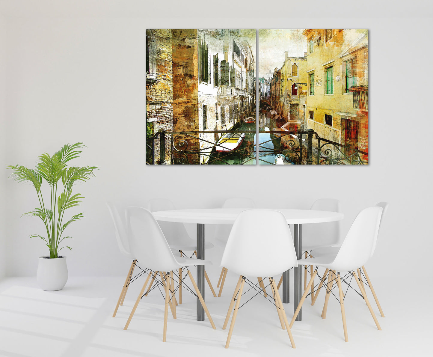 Venetian streets painting, vintage wall art paintings on canvas, city street art canvas print, bathroom wall decor, living room wall art