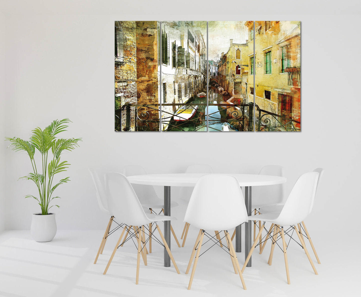 Venetian streets painting, vintage wall art paintings on canvas, city street art canvas print, bathroom wall decor, living room wall art