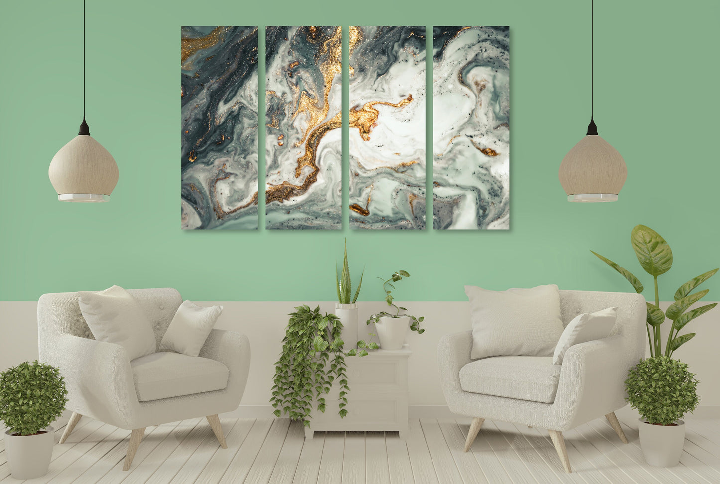 Abstrakte Leinwandkunst, Wanddekor-Leinwand aus goldenem und schwarzem Marmor, abstrakte Gemälde, mehrteilige Wandkunst, Marmor-Leinwand
