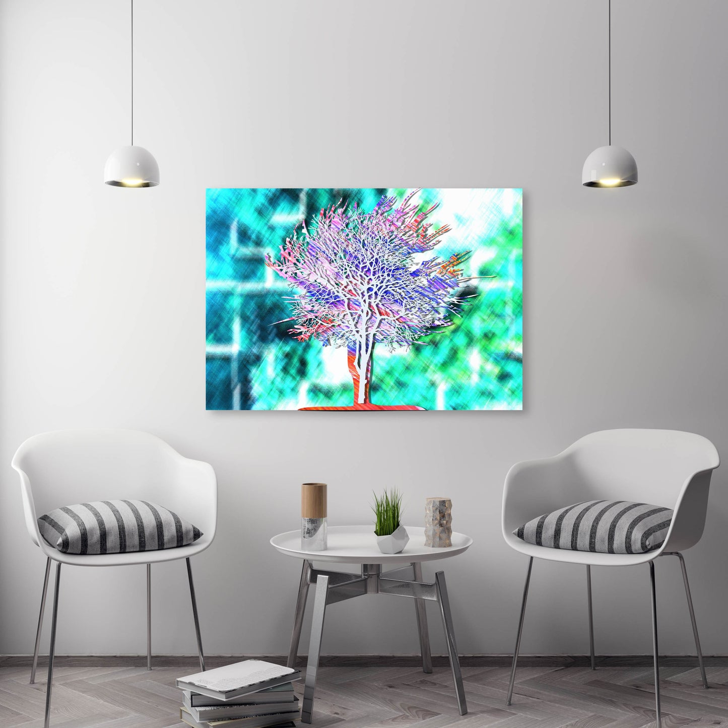 Baum-Leinwandbild, moderne abstrakte Wandkunst, horizontaler Leinwanddruck, großes Gemälde, mehrteilige Wandkunst