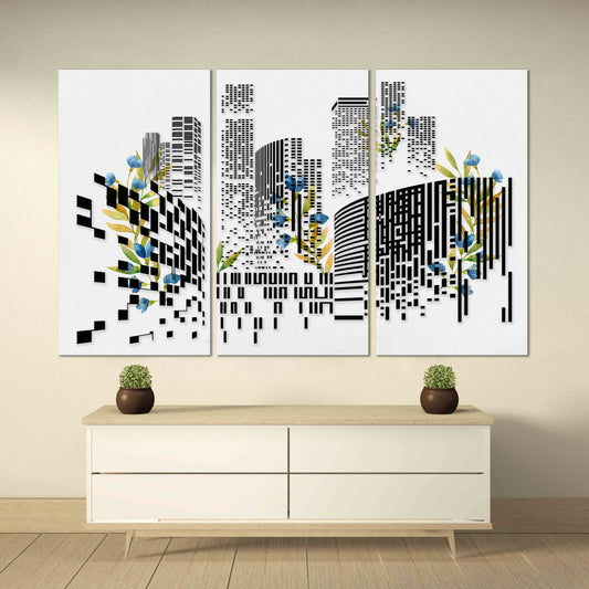 Trendy wall art, city wall art multi panel art Abstract wall art paintings on canvas, extra large wall art, home wall decor