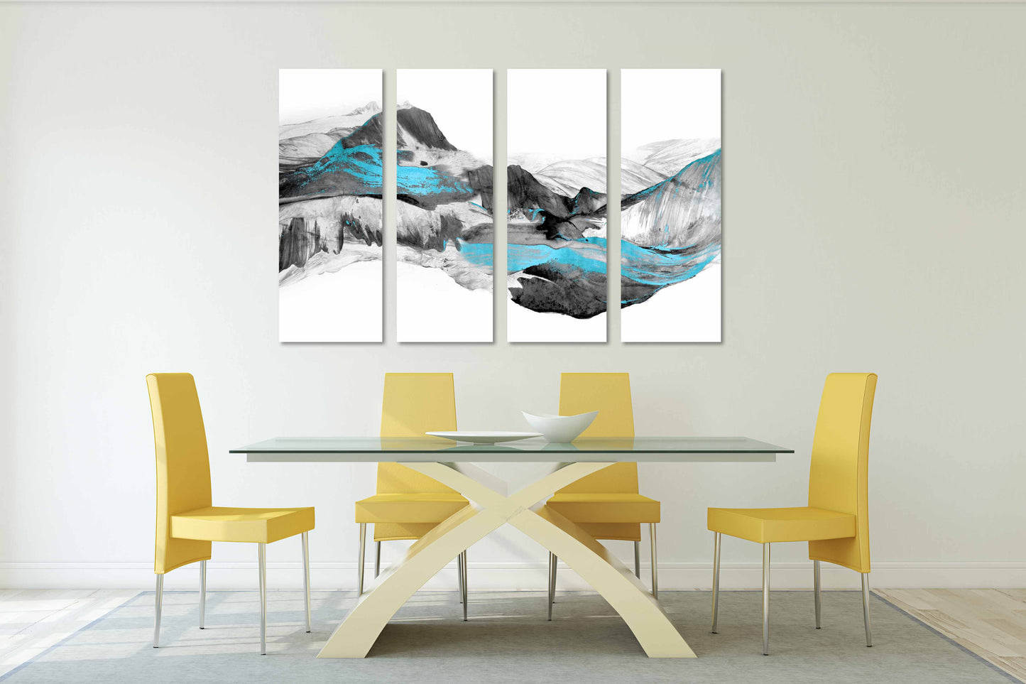 Abstrakte Wellen, Abstrakte Wandkunst Gemälde auf Leinwand, Wohnwanddekoration, Leinwandgemälde, blaue Welle abstrakt, Bergwandkunst
