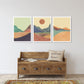 Mid century modern abstract mountain wall art canvas, printable wall art set of 3, minimalist wall art, geometric canvas painting