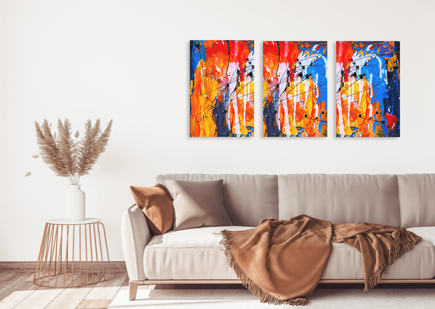 Abstract wall art, modern wall art paintings on canvas, decorative gift, printable wall art set of 3,  multi panel wall art