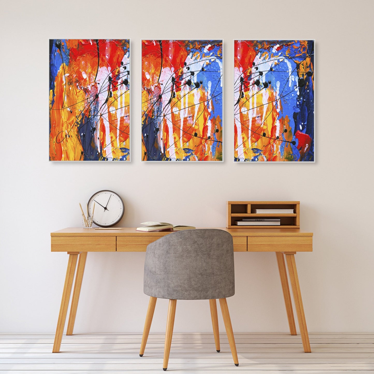 Abstract wall art, modern wall art paintings on canvas, decorative gift, printable wall art set of 3,  multi panel wall art