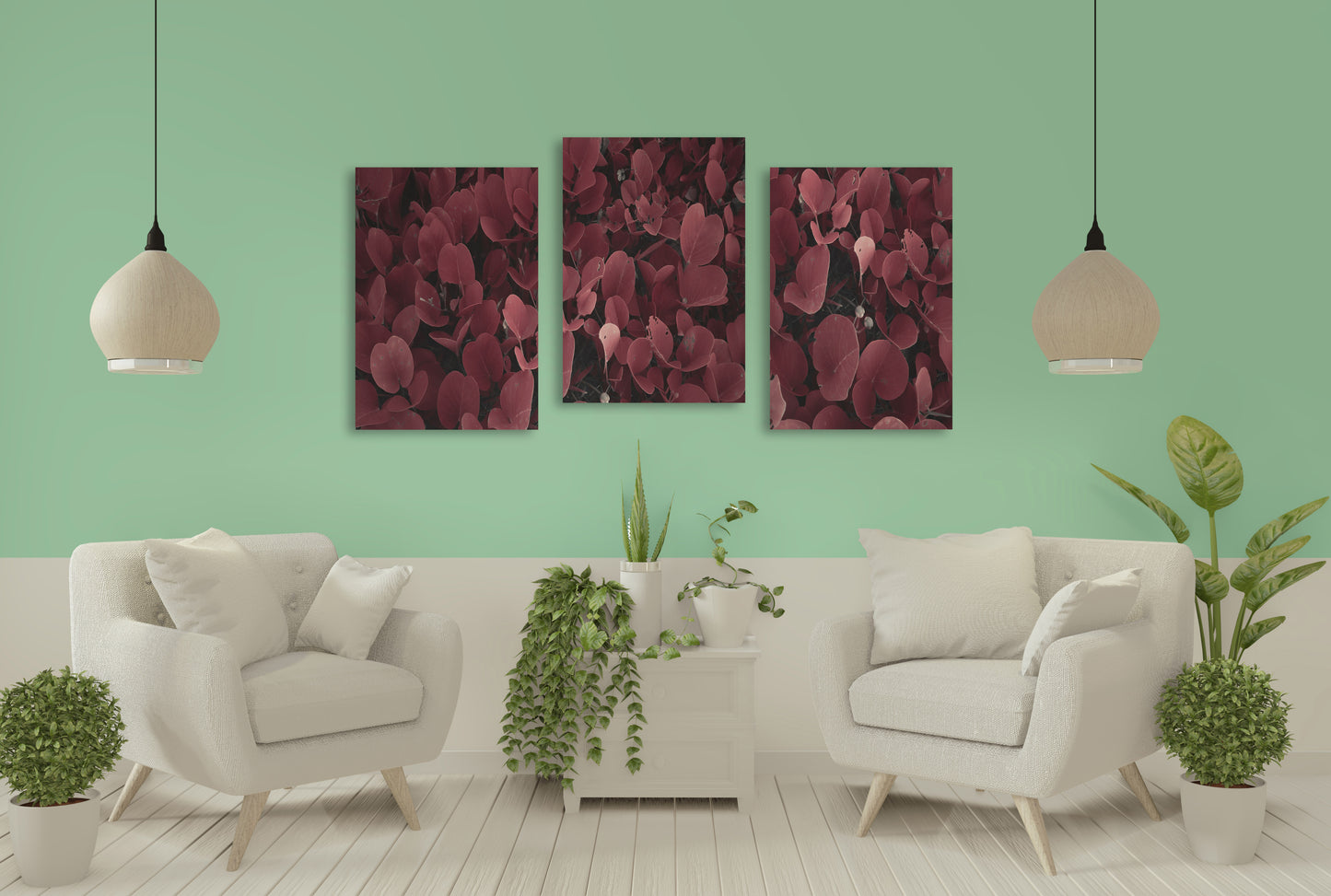 Leaves wall art, modern wall art, canvas painting , plant wall art, decorative gift, printable wall art set of 3,  multi panel wall art