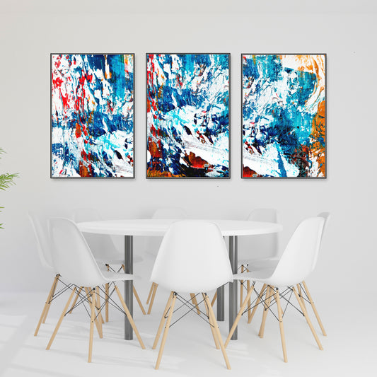 Abstract wall art modern wall art canvas abstract decorative gift printable wall art set of 3 abstract painting blue canvas wall art