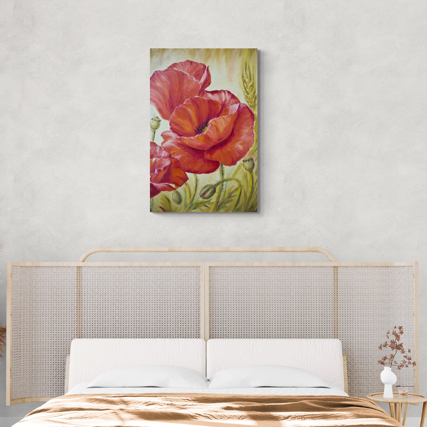 Poppies canvas print, framed wall art with red poppies, floral wall art, batanical wall art, large flowers wall art for bedroom