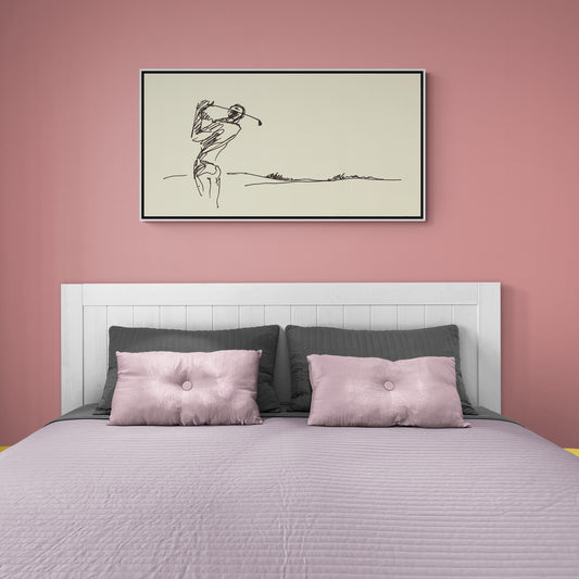 Golf wall art, sport art print, minimalist artwork, framed one line wall art, white black canvas print, modern wall art