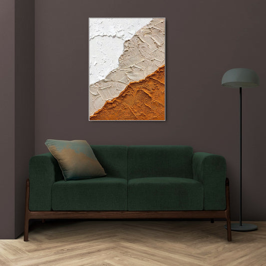 Abstract oil painting print, large conceptual wall art, floating frame artwork, printable orange gray canvas print, bedroom canvas wall art