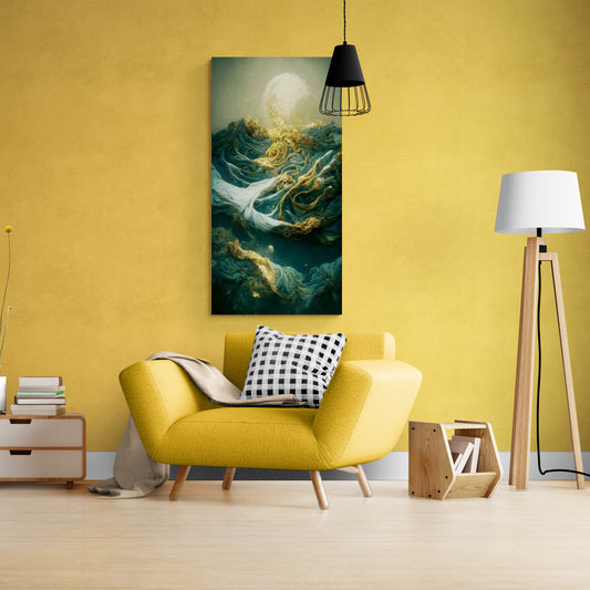 Fantasy wall art, 3d canvas print, framed mystery artwork, vertical above bed wall art, abstract wall art, accent art p