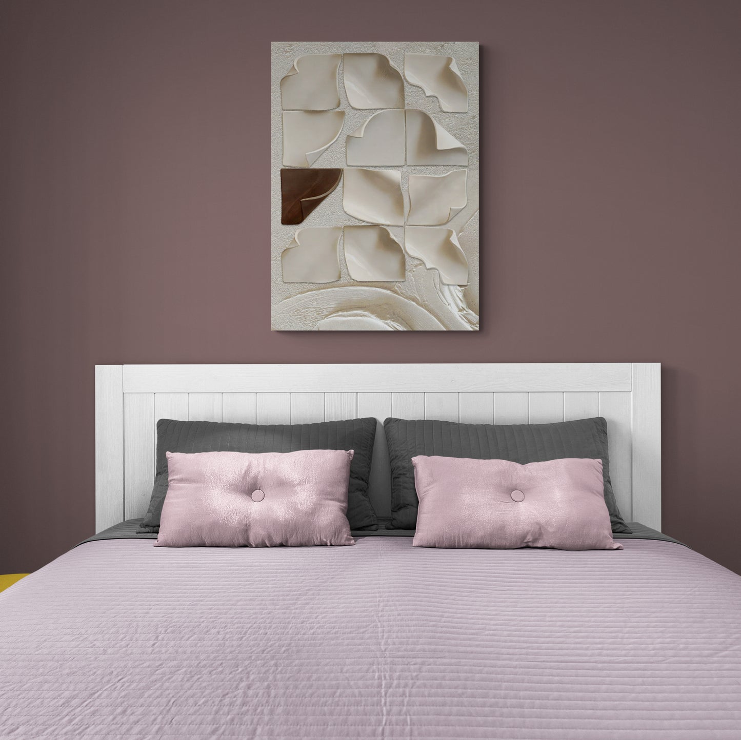 3D effect wall art, abstract canvas print, white and brown art print, modern bedroom wall art, above bed wall art, gifts for men