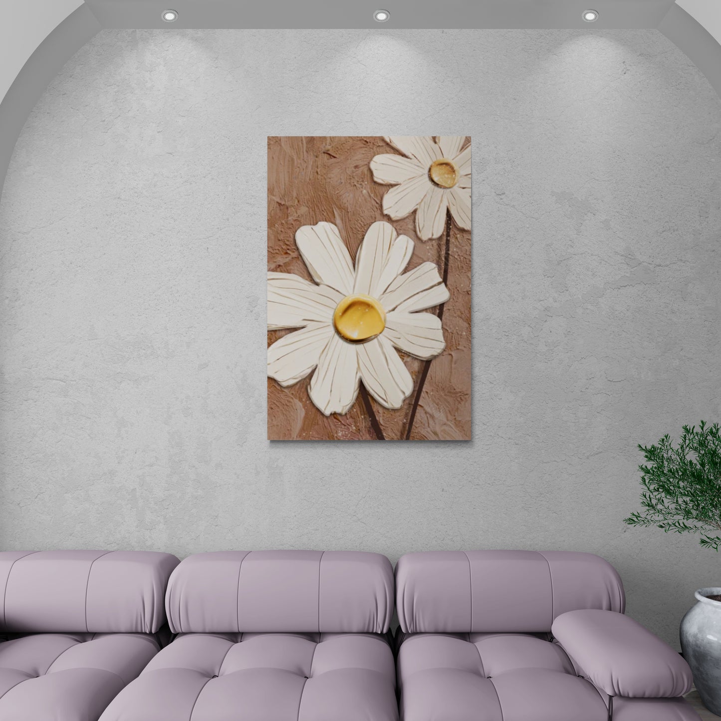 Chamomile wall art, daisies canvas print, framed floral artwork, white flowers wall art, botanical canvas print, gift for woman, bedroom wall art