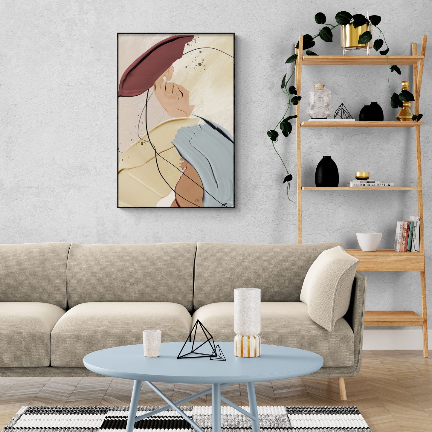 Large framed abstract art print, contemporary canvas print, modern printable wall art, oil painting effect artwork, wall art for bedroom, living room, office