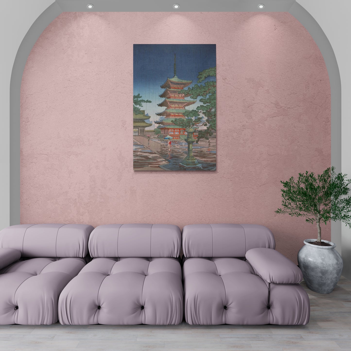 Architecture wall art, chinoiserie canvas print, China monastery artwork, printable artwork for living room, large framed picture