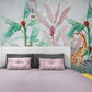 Children wallpaper with botanical image, peel and stick nursery wallpaper, temporary wall mural for kids room