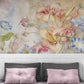 Extra large floral wallpaper, peel and stick wall mural with colorful flowers, accentual wallpaper for living room or bedroom